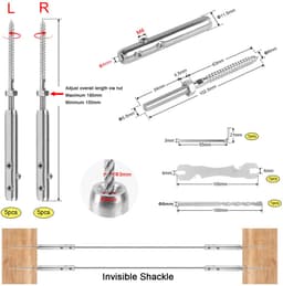 SUPAWAY Kabelspanner, T316, roestvrij staal, kabelspanner, installatie, robuuste draadspannerset voor 3 mm hekdraad - ShopVlot — thumbnail 5