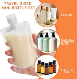 20 st navulbare reisflesjes voor douchegel zeep 30ml 50ml 100ml | herbruikbare vloeistofzakjes met siliconen trechter & label | voor shampoo douchegel lotion sap toiletartikelen op reis — thumbnail 2