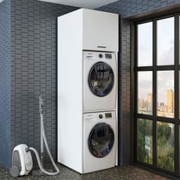 Roomart DUO-II Wasmachine Ombouwkast 67x231 cm - voor 2 Apparaten boven elkaar - Wit — thumbnail 1