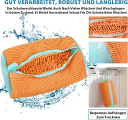Multifunctionele waszak voor schoenen, herbruikbare waszak voor sneakers, beschermt schoenen en wasmachine, geschikt voor alle types schoenen (oranje kleur) — thumbnail 2