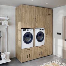 Roomart SERIE 3 Wasmachine Ombouwkast 179x205 cm - Dubbele Kast met Hoge Kast 45 - Eiken — thumbnail 2