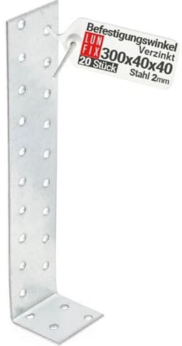 20 Stuks Platte Stalen Betonankers - Voor Verankering van Hout in Beton | Bevestigingshoek 300 mm x 40 mm — thumbnail 1
