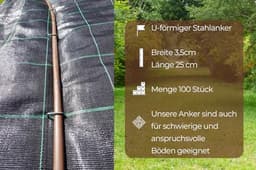 100x Grondankers van Staal - 250mm lang, 35mm breed, Ø 4mm - Grondankers voor Tuinmat, Onkruidmat, Omheining en Kamperen - Stalen Grondspijkers — thumbnail 2