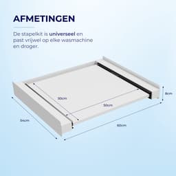 Heimate® Tussenstuk Wasmachine Droger - Stapelkit Wasmachine Droger - Stapelkit - Premium Stapelkit - Universeel - Wit — thumbnail 5