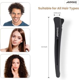 AIMIKE Professionele haarclips voor styling sectioning, 12 stuks antislip No-Trace Duck Billed haarclips met siliconen band, salon en thuis haarknipclips voor kapper, vrouwen, mannen - 4,3 inch lang — thumbnail 4