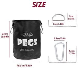 Grote pennenzak met 24 haringen en karabijnhaak - Waterdichte opbergtas voor wasknijpers en lijn — thumbnail 4