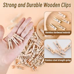 Houten Clips - Mini Knijpers - Foto Wand Decoratie - Natuurlijk Hout Materiaal - 100 Stuks - Houtkleur — thumbnail 2