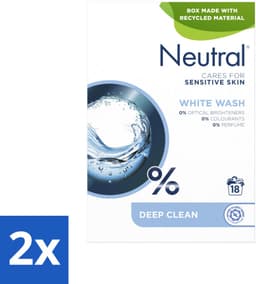 Neutral - Waspoeder - Witte was - Parfumvrij - Gevoelige huid - 18 wasbeurten - Voordeelverpakking - 2 stuks — thumbnail 1