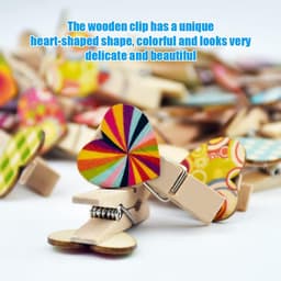 50x Houten Waslijnknijpers met Hartjes - Decoratieve Foto Clips voor DIY & Knutselen — thumbnail 2