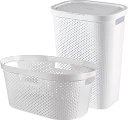 Curver Infinity Recycled Wasmand met deksel 60L + Wasmand 40L - Wit — thumbnail 1
