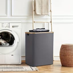 Nivard Wasmand 2 Vakken - Wassorteerder - Laundry Basket - Bag - Wit - 100 Liter — thumbnail 3