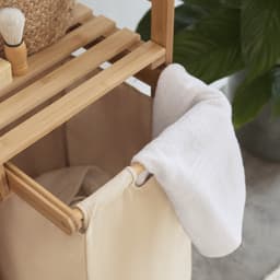 LUMALAND bamboe wasmand - 33 x 33 x 73 cm - houtkleurig/beige — thumbnail 3