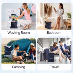 Waszak Reis - Set van 2 Stuks - Waterdichte Vuile Waszakken met Rits & Handige Ophanglus - Geschikt voor Koffer, Zwemmen, Camping & Vakantie - 60 x 45 cm & 55 x 35 cm - Marineblauw — thumbnail 2