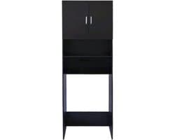 Wasmachine Kast - Droger Ombouw - Ruimte Besparen - Met Opbergvakken - 190 cm Hoog - Zwart