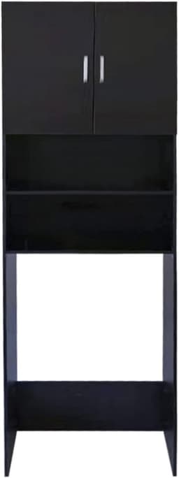 Wasmachine Kast - Droger Ombouw - Ruimte Besparen - Met Opbergvakken - 190 cm Hoog - Zwart — thumbnail 1