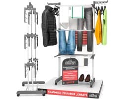 Droogrek Opvouwbaar - Droogtoren Inklapbaar - Kleding Drogen - Verticaal 4 Niveaus - 173cm Hoog - Grijs