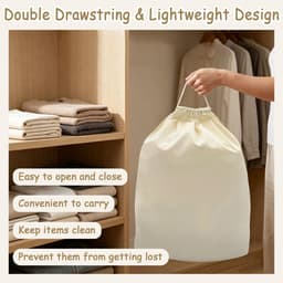 Dailygoods- Canvastassen Set van 2 - Herbruikbare Opbergtas - Trekkoordsluiting - Lichtgewicht en Draagbaar - Wasbaar en Ademend Katoen - Ideaal voor Dagelijks Gebruik — thumbnail 3