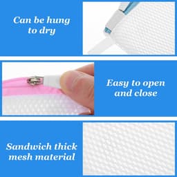 Dailygoods - Tyqour 6 stuks 10,9 x 10,9 cm mini-waszakken van netstof voor gevoelige was met ritssluiting voor thuis en op reis — thumbnail 2