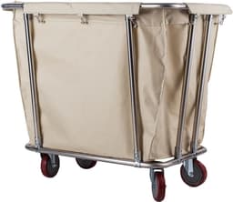 Wasmand met wielen - Linnenkar Rolbaar - Kleding Sorteren - Afneembare tas - 400L - Beige — thumbnail 1