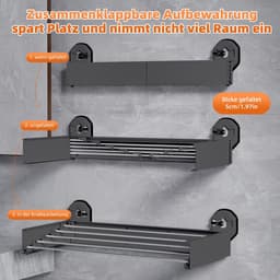 Dailygoods- Droogrek met zuignap - Inklapbaar - Wandmontage - Ruimtebesparend - Kledingrek - Duurzame constructie 50 x 25 cm - Wasrek — thumbnail 3
