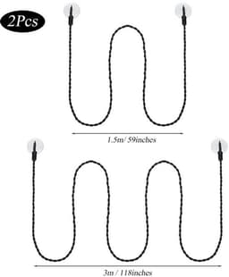 Waslijn Uitschuifbaar 1,5/3 m - 2 Stuks Reiskleding - Draagbaar - Winddicht - Haken/Zuignap - Hoogwaardig Nylon - Wasophanglijn — thumbnail 2