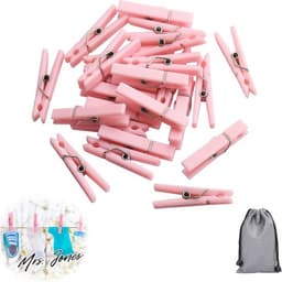Mevrouw Jones 50 stuks babyborstel wasknijpers, spelletjes voor meisjes, kunststof wasknijpers met waterdichte tas, mini wasknijpers, grote verpakking, doe-het-zelf knutselwerk — thumbnail 1
