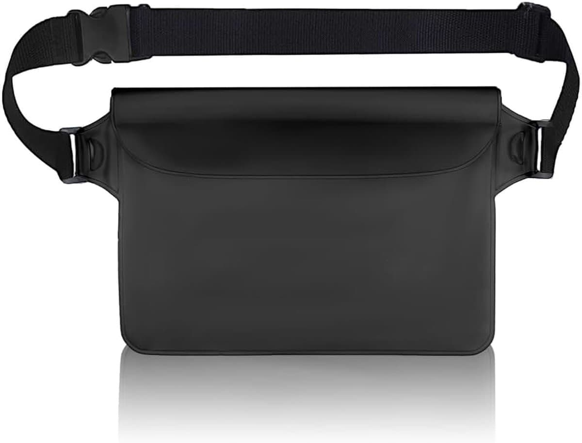 1 waterdichte heuptas, waterdichte tas, Zwart, 22 cm x 15.5 cm | Waterdichte heuptas voor heren, voor zwemmen, rafting, kamperen, wandelen, vissen, met verstelbare riem, 22 x 15,5 cm — afbeelding 1