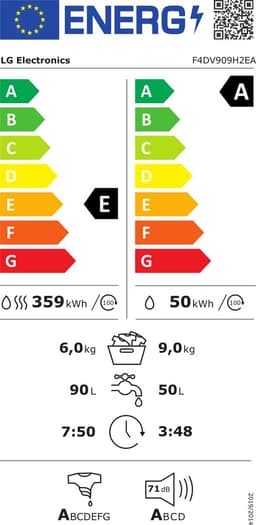 LG F4DV909H2E - Was-droogcombinatie - Vrijstaand - Voorbelading - Wit — thumbnail 2
