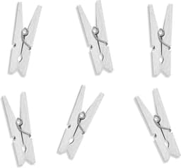 Houten Klemmen - Decoratieve Knijpers - Foto Ophangen - Natuurlijk Materiaal - 20 Stuks - Wit — thumbnail 1