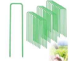 Grondanker 30 stuks - U-vormige nagels 15 cm - Anti-roest bevestigingsanker - Groen - Stevig - Voor bevestiging van hekken en kunstgras - Grondnagels