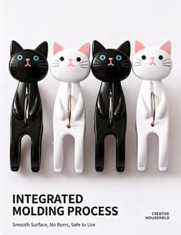 Solidchoice - Set van 10 Grote Wasknijpers met Schattig Kattenontwerp — thumbnail 3
