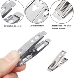 60 Stuks Mini Hartjes Kledingknijpers van RVS - Multifunctionele Kledingclips voor Handdoeken, Sokken en Snacks — thumbnail 5