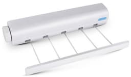 1 stuks uitklapbare waslijn voor wand of plafond – witteringsbestendige droogstang met 5 draden & beschermkap, geschikt voor balkon, badkuip of terras — thumbnail 1