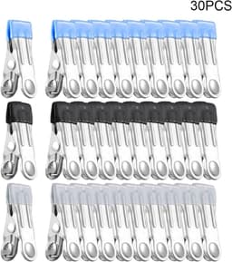 Metalen Kledingclips - Wasknijpers RVS - Wasgoed Drogen - Antislip Siliconen - 30 Stuks - Mix Kleuren — thumbnail 5