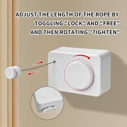 Intrekbare waslijn Heavy Duty Kleding Drogen Waslijn Wandmontage Gemakkelijk Opknoping Kleding Drogen Waslijn Intrekbaar Hangend Slot om doorzakken te voorkomen (Rechthoek, Wit) — thumbnail 4