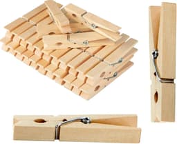 Wasknijpers van hout, duurzaam, milieuvriendelijk, wasknijpers voor het ophangen van kleding (9 cm) — thumbnail 1