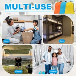 Polyester waszak, 2 stuks 12 x 9 inch zware reistas met trekkoord, scheurbestendig, opslag voor vuile kleding voor reizen, camping, college slaapzaal, zwart — thumbnail 2