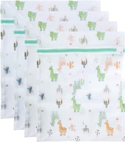 Herbruikbare waszakken met groen bladpatroon - 4 stuks, ideaal voor het wassen van fijne was zoals shirts, jassen en truien met rits sluiting. — thumbnail 2