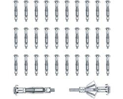 Hollewandankerset, M6 x 52 mm hollewandankers, gegalvaniseerde metalen ankers, expansieankers met schroeven, metalen hollewandankers, expansiemoeren voor gipsplaatbevestiging
