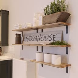 HOUSE Zwevende wandplanken, rustieke houten badkamerplanken, set van 5, boerderijstijl zwevende plank voor wanddecoratie, hangende planken voor slaapkamer, opslag, keuken, woonkamer - bruin — thumbnail 5