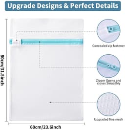 Dailygoods- Waszakken Groot - 2 Stuks - Wasnetten met Ritssluiting - 60x80 cm - Voor Fijne Was - Ondergoed/Sokken - Geschikt voor Beddengoed - Wasnet — thumbnail 4