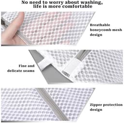 Dailygoods- Waszak Klein - 3 Stuks - Antislip Rits - Hanglus - Mesh Design - Lichtgrijs - 30 x 23 cm - Wasnet — thumbnail 3