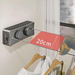 Uittrekbare Waslijn - Verstelbaar Droogrek - Kleding Drogen - Soepel Vergrendelingsmechanisme - 11.4 Breed - Grijs — thumbnail 2
