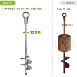 Grondanker - Staal - 76 cm - Spiraalvormig met Vast Oogje - Set van 4 - Voor Camping en Tuin — thumbnail 4
