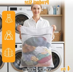 Grote Wasmachinezakken voor Fijne Was, 4 Stuks (60 x 50 cm) - Ideaal voor Truien, Jurken en Jassen, Beschermt Kleding en Voorkomt Beschadiging — thumbnail 5