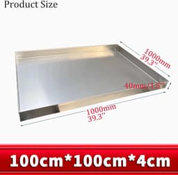 Lekbak RVS - Wateropvangbak - Keuken Afvoer - Stevig Materiaal - 100x100x4cm - Zilver — thumbnail 4