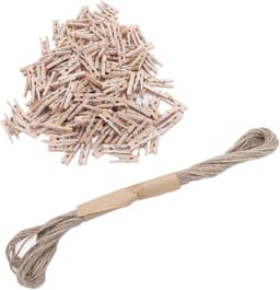 Houten knijpers - Kleine clips - Foto's ophangen - Natuurlijke uitstraling - 200 stuks - Houtkleur — thumbnail 5