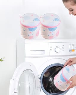 Waszakken voor beha's, 3 stuks, beha-net met ritssluiting, premium voor wasmachine, set met wasnetten, sokken en kleding voor kinderen enz. (wit) — thumbnail 4