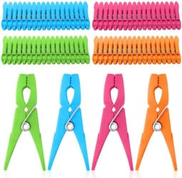 Wasknijpers 72 stuks - Stevige Kunststof - Windbestendig - Antislip - Kleur: Groen/Blauw/Oranje/Paar - Hoogspanningsveer Roestvrij Staal - Wasknijper — thumbnail 1