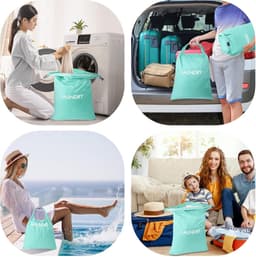 Waszak voor op reis, 2 stuks, nylon waterdichte waszakken met rolsluiting, 2 maten, opvouwbare vuile waszak voor camping en reizen — thumbnail 4